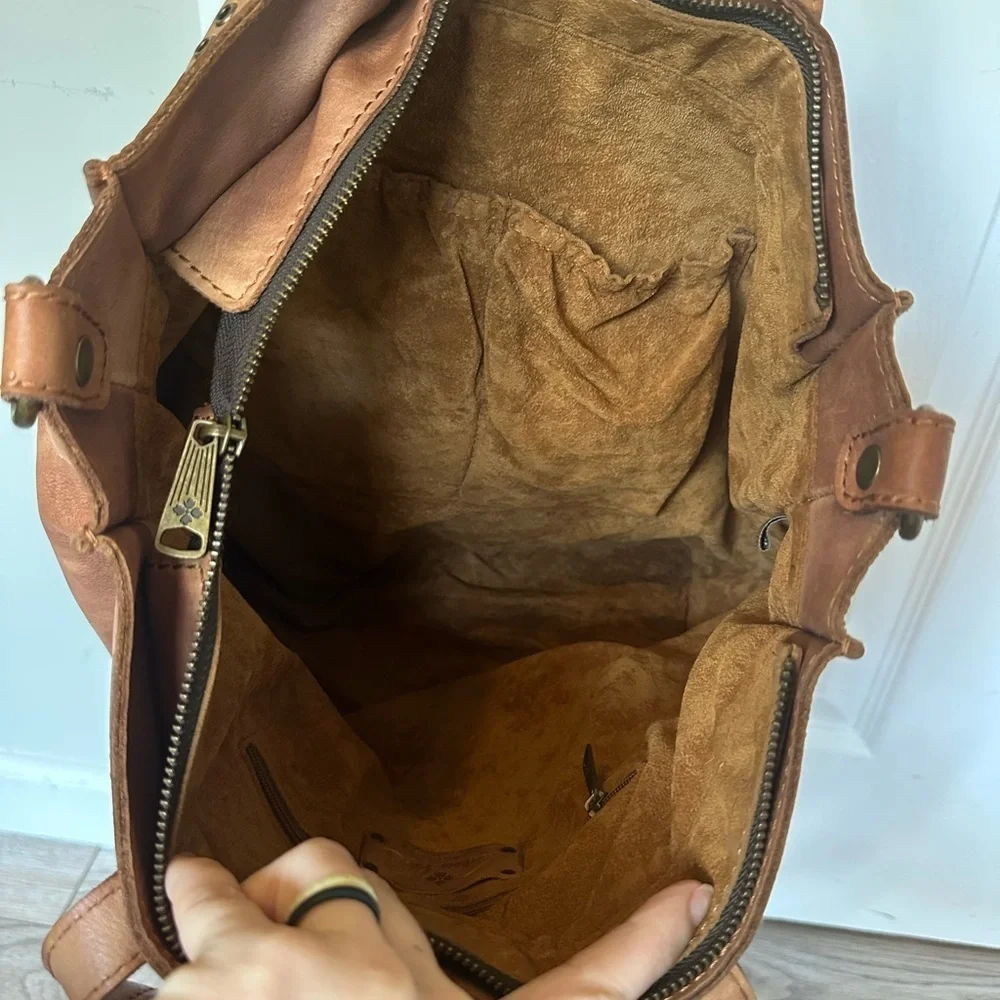 Patricia Nash Perugia Style Brown Studded Leather Tote Bag